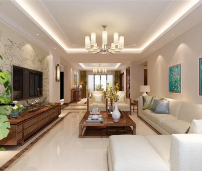 中糧隆璽洋房166平新中式風格裝修效果圖--水光瀲滟晴方好