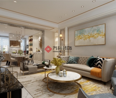 金地鉑悅160平港式風格裝修效果圖---輕奢于形，優雅于里