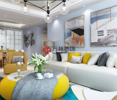 五彩陽光城120平現代簡約裝修效果圖--時光·沙漏